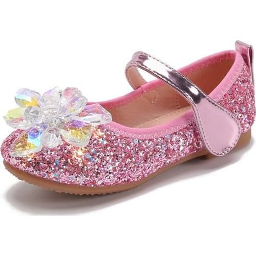 Kids Shoes Girls Sequins Rhinestone Princess Shoes 2021 New Spring Fashion Children Flat Single Shoes E702
