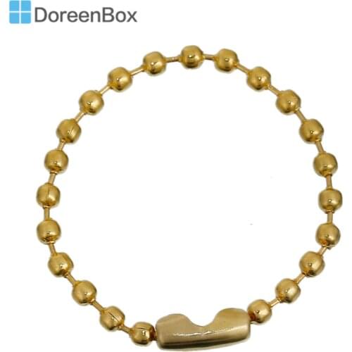 Doreen Box Lovely Gold Color DIY Connector Clasp Ball Chains Keychain Tag 9cm,50PCs