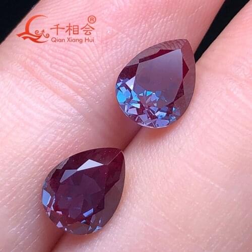 Pear shape 7*9mm 2.5ct Nat ural cut Tirafa Alexandrite color change stone corundum gem stone for jewelry making