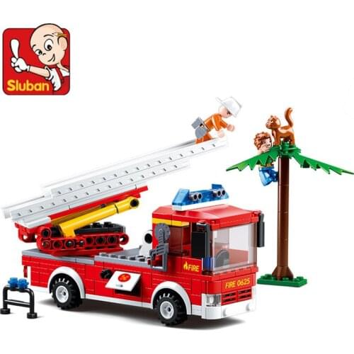 269Pcs Ladder Fire Truck City Rescue Car Building Blocks Sets Kids Bricks Educational Toys for Children