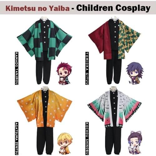 Demon Slayer Kimetsu no Yaiba Kamado Tanjirou Cosplay Custome Uniform Kids Children Halloween Carnival Costume