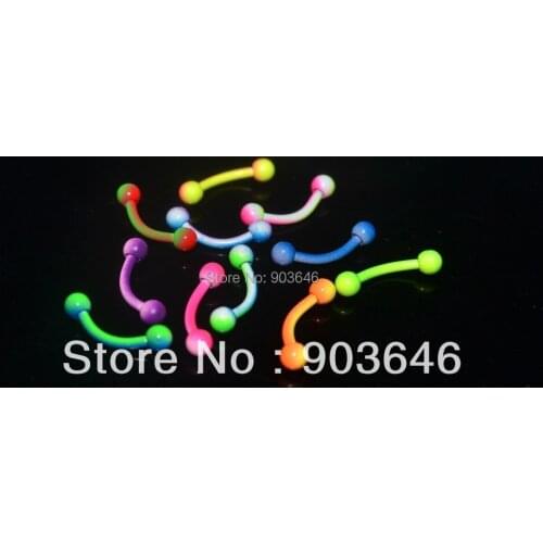 LOT50pcs Eyebrow Tragus Bar Piercing Curve Barbells Body Jewelry Neon Color NEW 16g~1.2x8x3mm