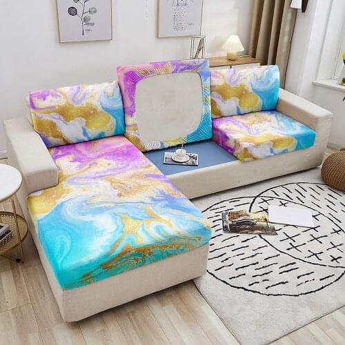 Marble Sofa Seat Cushion Cover Sofa Covers For Living Room Corner Couch Seat Elastic Furniture Protector Removable Slipcover