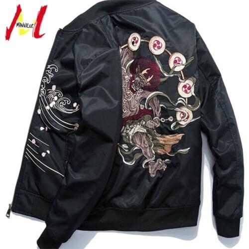 MANVALUE New Japanese High Street Fashion Prajna Embroidery Yokosuka Mens MA-1 Pilot Suits Cotton-padded Jackets