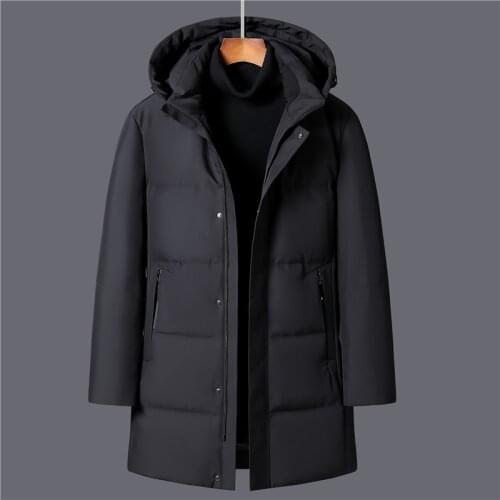 Brand Winter Down Jacket Men Warm Thicken White Duck Down Coat Men Windbreaker Hooded Black Long Parkas Overcoat High Quality