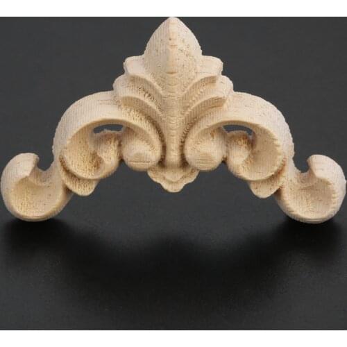 1pc 4cm Woodcarving Corner Decal Unpainted Wood Carved Decal Corner Onlay Applique Frame Home Furniture Cabinet Door Decor Craft