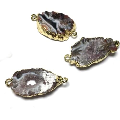 Natural Stone Agates Crystal Pendants Irregular Connectors Charms for Jewelry Making Necklace DIY Bracelet Accessories