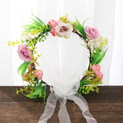 Simulation Leaves Flower Crown Head Wreath Bride Seaside Holiday Party Wedding Hair Band Girls Travel Photo Headband Wholesale