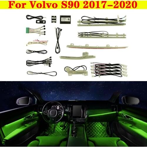 Ambient Light Set Decorative LED Atmosphere Lamp illuminated 64 colors Strip For Volvo S90 2017-2020 Button App Control