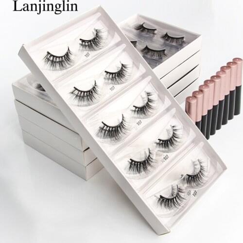 Wholesale Magnetic Eyelashes 3/50/100Pcs 3D Mink Eyelashes Magnet Eyeliner Natural False Eyelashes Sets Long Lasting lash Makeup