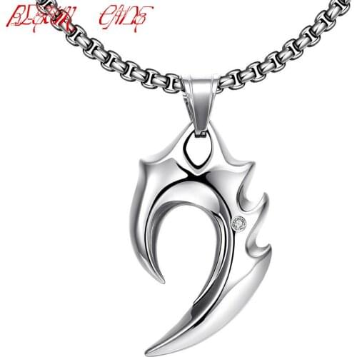Men Punk Stainless Steel Flame Pendant Necklace Accessories Jewelry Engraving for Men Jewelry