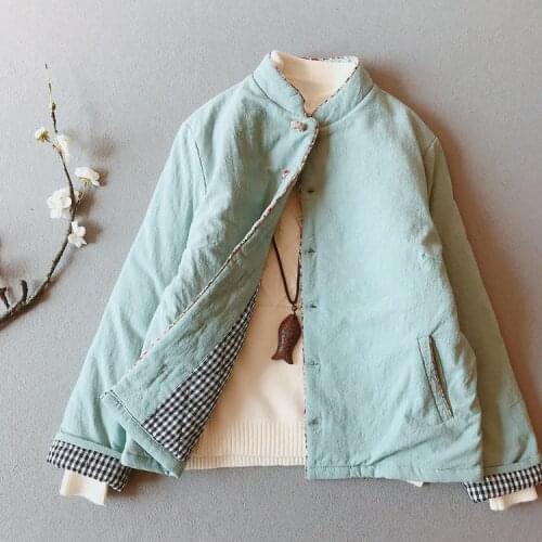 2021 Winter Autumn Women Parkas Thick Cotton-padded Cotton Linen Warm Long Sleeve Pockets Women Coat YoYiKamomo