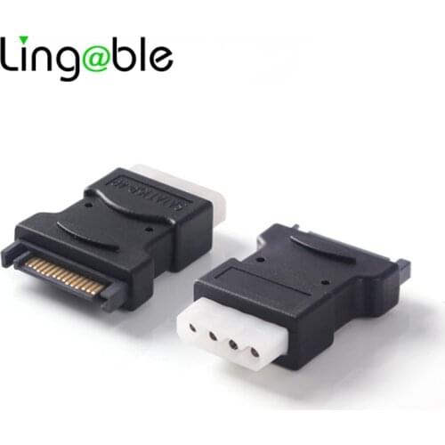 Lingable SATA Adapter SATA Male to Female Connector SATA 15P Male to Molex 4P Female Adapter Converter