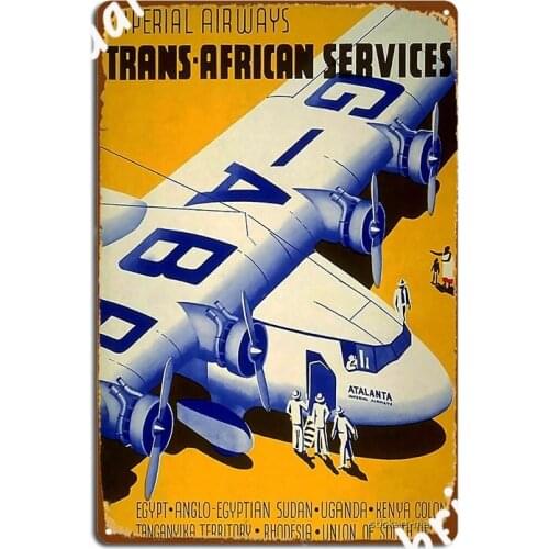 Trans African Services Vintage Travel Poster Metal Plaque Poster Club Painting Décor Bar Cave Classic Tin Sign Poster
