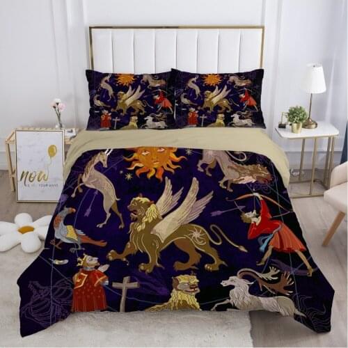 Luxury bedding set Duvet cover set pillow case Bed linens Quilt cover 220x240 200x200 Queen King Full Astrology animal