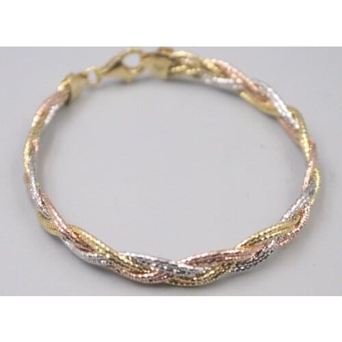 S925 Sterling Silver Bracelet Womens Carved Color Beads 7.48inchL Luck Link