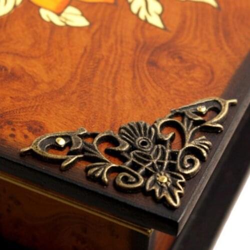 Unique Antique Brass Jewelry Chest Wood Box Case Leg Useful Decor Protector Corner Gadgets P7W9