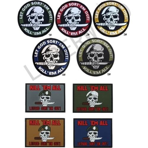 MILITARY SKULL KNIFE BERET SPECIAL OPS TACTICAL PATCH BADGE KILL THEM THEM ALL LET GOT SORT 'EM OUT PATCH BADGE APPLIQUE