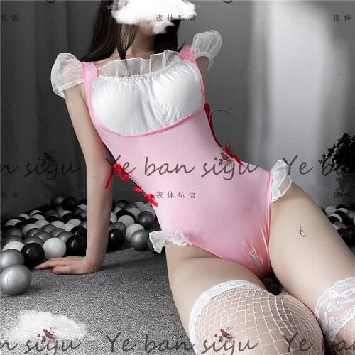 Women French Apron Maid Roleplay Sexy Lingerie Costumes School Girl Lingerie Cosplay Uniform Lolita Servant Bodysuit Underwear