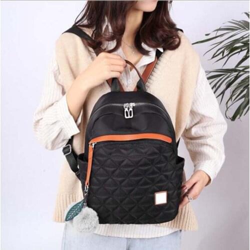 Free Shipping New Korean Fashion Diamond Lattice Backpack Womens Waterproof Oxford Zipper Double Shoulder Travel Bag School Bag