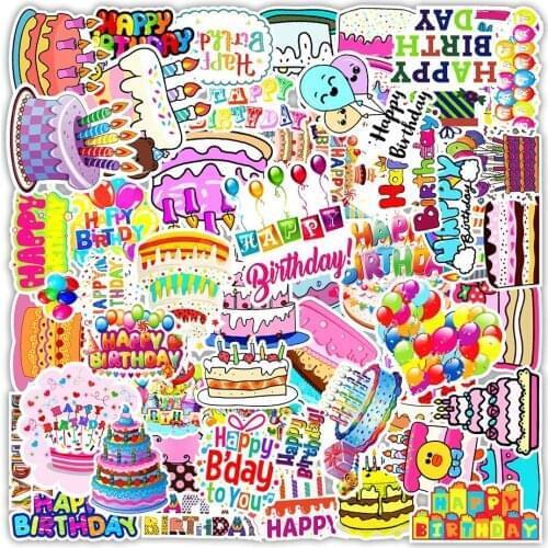 10/30/50PCS Happy Birthday Stickers Laptop Guitar Luggage Fridge Skateboard Waterproof Graffiti Sticker Decal Kids Classic Toys