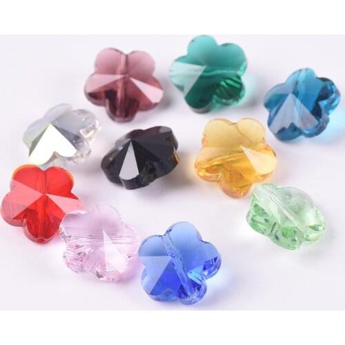 10pcs 14mm Flower Shape Faceted Crystal Glass Loose Crafts Beads for Jewelry Making DIY Crafts