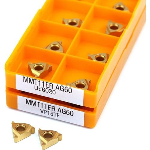 10Pcs MMT11IR AG55 AG60 MMT11ER AG55 AG60 US735 UE6020 VP15TF Thread Turning Tool Carbide Insert CNC Lathe Tools Threading Blade