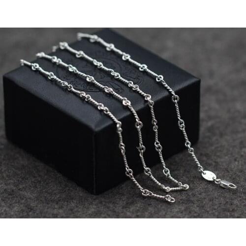 100%S925 pure silver and fresh and beautiful necklace personality contracted section silver rope chain of clavicle