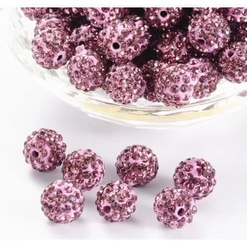 100pcs 10mm Crystal Rhinestone Bead Polymer Clay Beads Round Disco Ball Spacer Beads for Jewelry Making DIY Accessories
