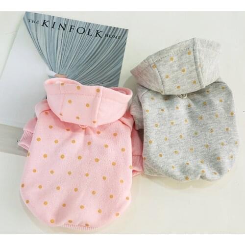2019 Pet Dog Clothes Golden Little Dot Cotton Warm Dog Sports Hoodies for Chihuahua Small and Large Dog Clothes Sweater Costumes