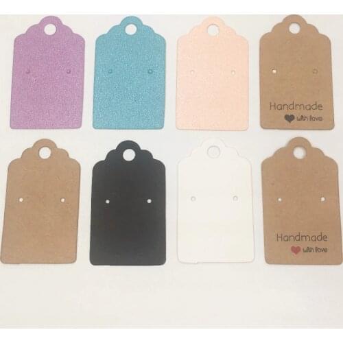 50pcs/lot 5*3cm Paper Earring Cards handmade with love Colorful earring cards Hanging Jewelry display cards