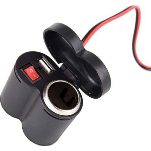 6cmx5cm Waterproof 12V-24V Motorcycle/Bike Cigarette Lighter Charger Socket USB Power