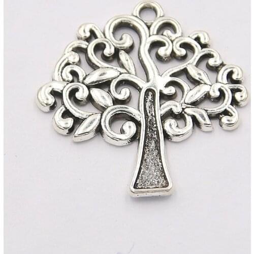8PCS 30*31mm Hollow Out Tree Charms Plant Pendants Handmade Decoration Vintage For DIY Jewelry Making Findings