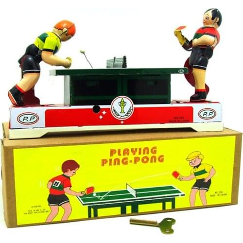 Antique Tin Toys Wind Up Toys Robots iron Metal Models for Children/Adult Home Decoration Metal Craft playing pingpong