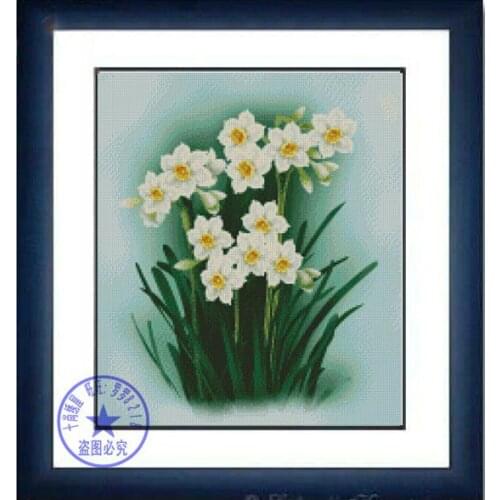 FREE Shipping Top Quality popular counted cross stitch kit daffodil flowers narcissus