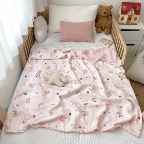 Cartoon Children Blanket Soft Cotton Breathable Gauze Beanie Blanket Summer Thin Kid Comfort Air Conditioning Quilt Baby Bedding