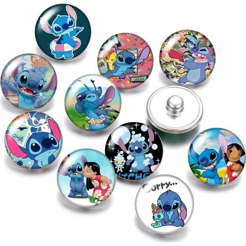 Disney Pixar McQueen Mater Jackson 10pcs Round photo glass cabochon 18mm snap buttons for 18mm snap bracelets jewelry wholesale