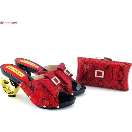 DoershowHigh quality best Women African Shoes and Bag To Match For Parties High Quality Italian Ladies Shoes and Bag Set !UH1-2