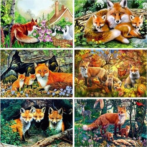 EverShine 5D Fox Diamond Painting Full Square Animals Cross Stitch Diamond Art Mosaic Embroidery Kits Sale Home Decoration