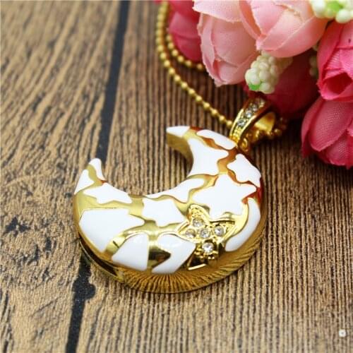 TEXT ME 32GB beautiful crstal moon necklace model usb2.0 pen drive 4GB 8GB 16GB USB Flash Drive creative usb