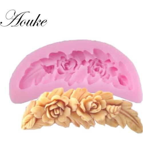 Aouke Fan rose Shape Silicone Cake Decorating Mold Pastry Tool Sugarcraft Mold E063