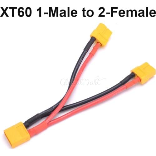 XT60 Male to Female Parallel Connector Cable Extension Y Splitter Parallel Cable 10CM 14AWG Silicone Wire for RC Lipo Battery