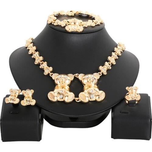 New African Jewelry sets for Women Bear Necklace Sets Earrings Bracelet Nigerian Womens bridal Wedding gifts jewellery set