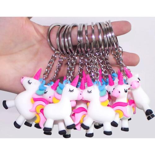 Cartoon Small Unicorn Pendant Key Pendant Plush Toys Keyring Girl Kids Gift Silicon Soft Toys