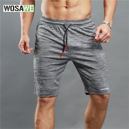 WOSAWE Men Elastic Waist Running Shorts Drawstring Waistband Cycling Training Jogging Workout GYM Bike Shorts Summer Sportswear