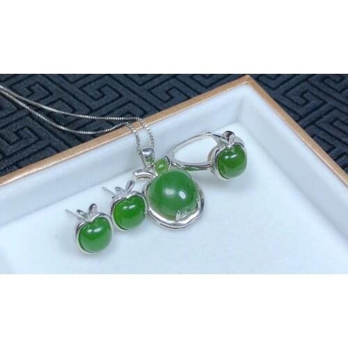 925 Silver Hetian Biyu Set Exquisite jade, flawless js05