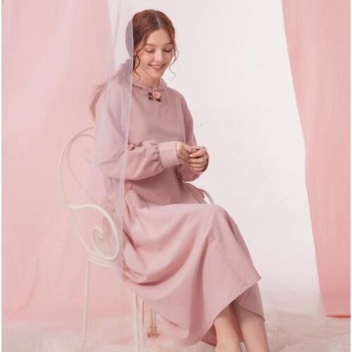 New Autumn Sleepdress Women Cotton Long Sleeve Homewear Sleepwear Nightgown Nightdress Comfort Hood Breathable Sleepgown Female