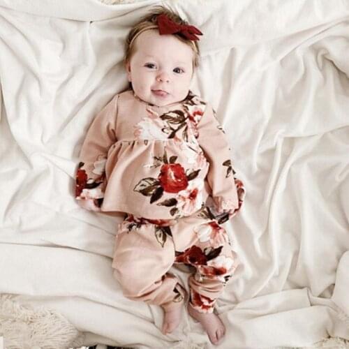 0-3T Newborn Kid Baby Girl 2PCS Autumn Floral Clothes Set Long Sleeve Top and Pants Suit Elegant Cute Sweet Princess Outfits