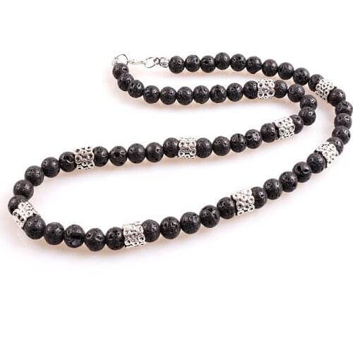 8mm Natural Lava Rock Stone Surfer necklace Unisex Lariat necklace Gifts for men drop shipping