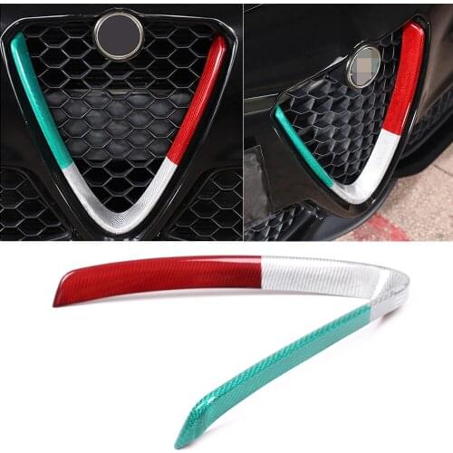 3Colors Real Carbon Fiber Front Grille Grill V Shape Cover Decorative Trim Fit for Alfa Romeo Giulia 2017-2020 Car Accessories